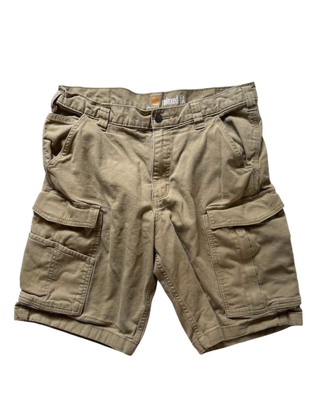 Carhartt Rigby Cargo Shorts Men's 34 Dark Khaki Cotton Stretch Relaxed Workwear